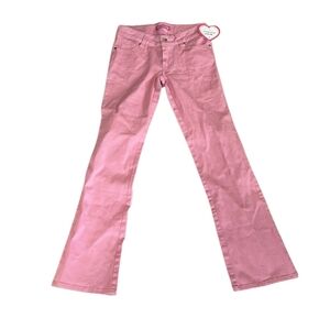 NWT Deadstock Y2K Pants 1 Pink High Rise Crystal Gem Kick Flare Bootcut Silver